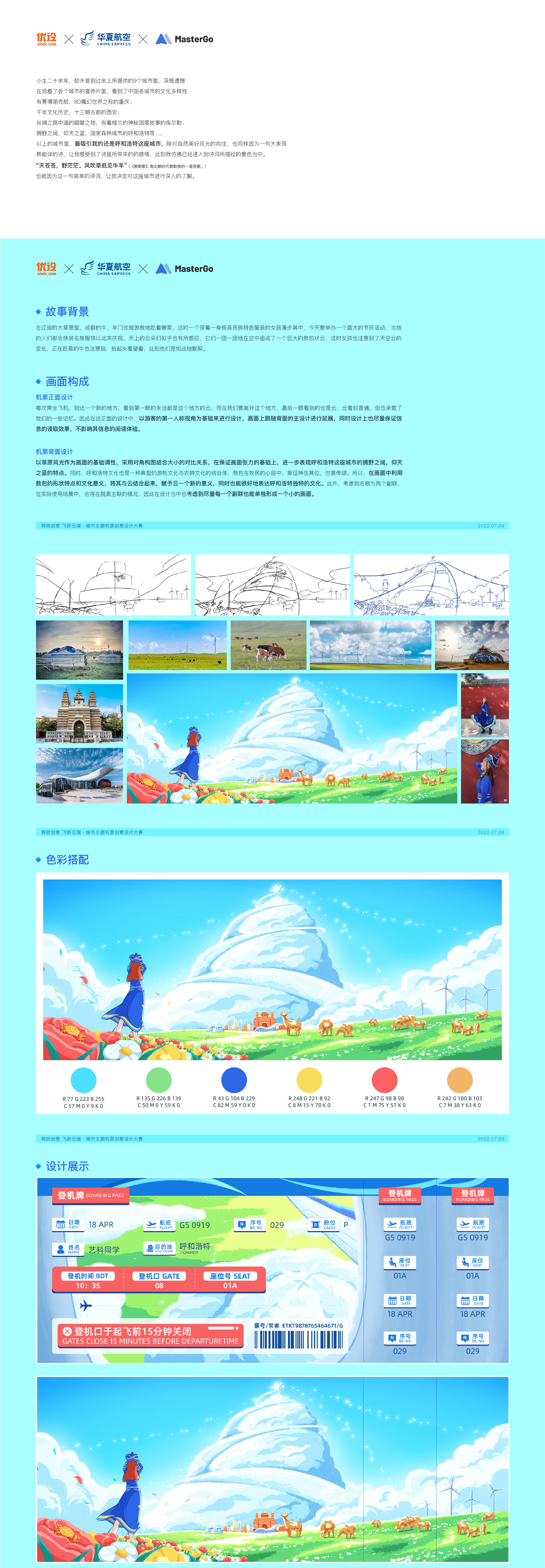 乘着风的夏天|城市主题机票设计